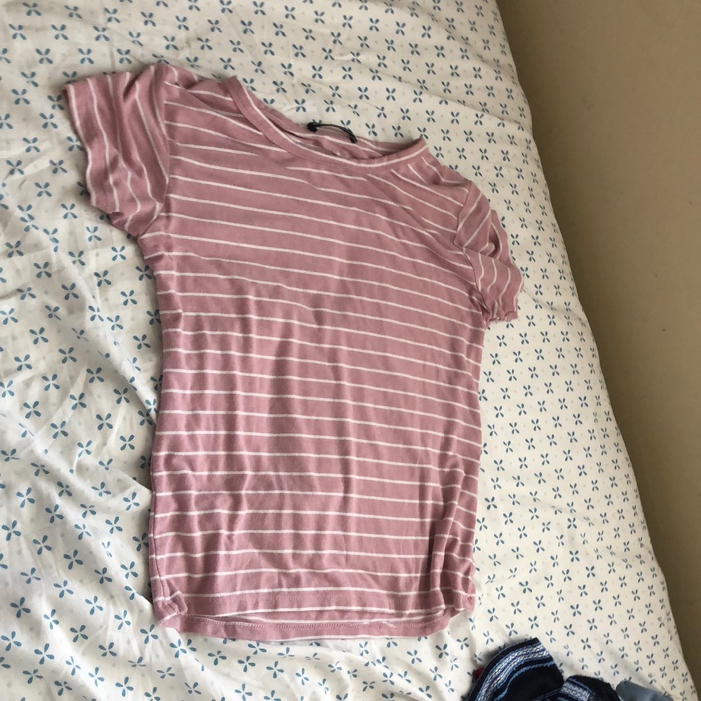 Pink&White Striped Brandy Melville T-Shirt